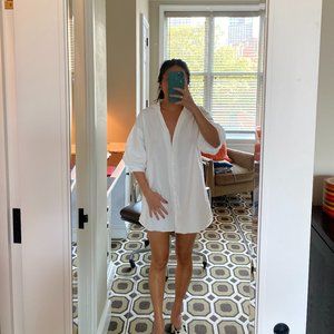 Zara Long Poplin Shirt Dress